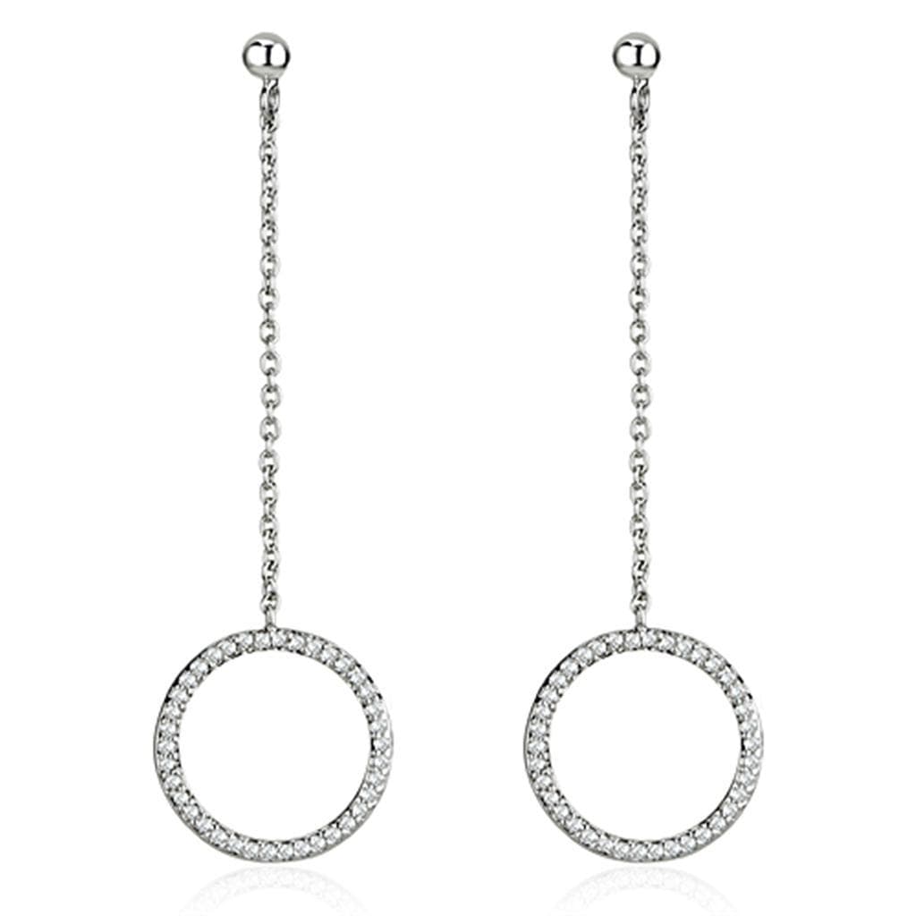 Brass CZ Pave Open Circle Chain Drop Ring | The Stainless Jewelry