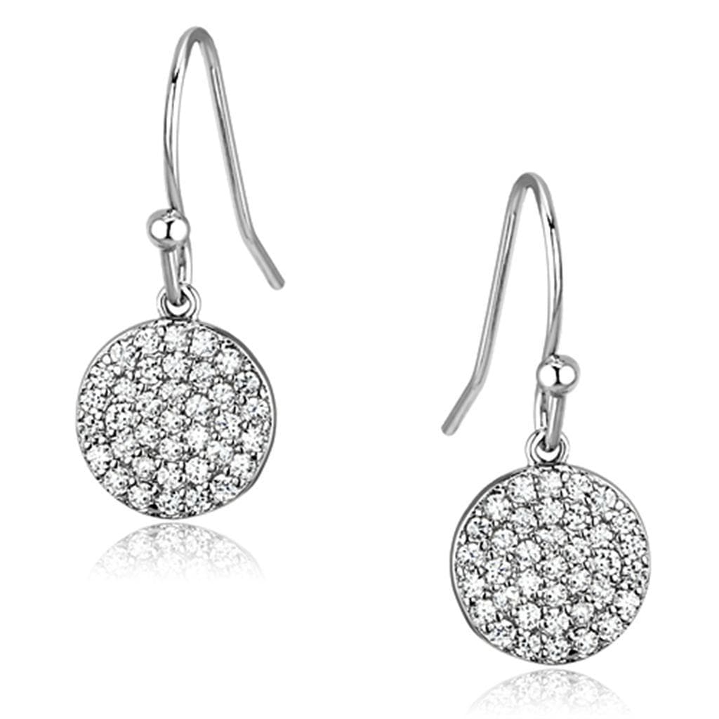 Brass CZ Pave Disc Hook Drop Earrings | The Stainless Jewelry