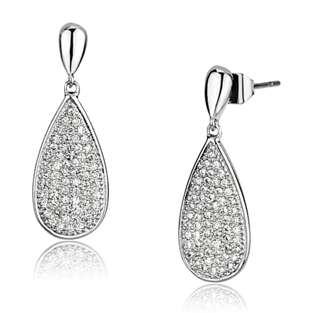 Brass CZ Pave Teardrop Bail Hook Drop Earrings