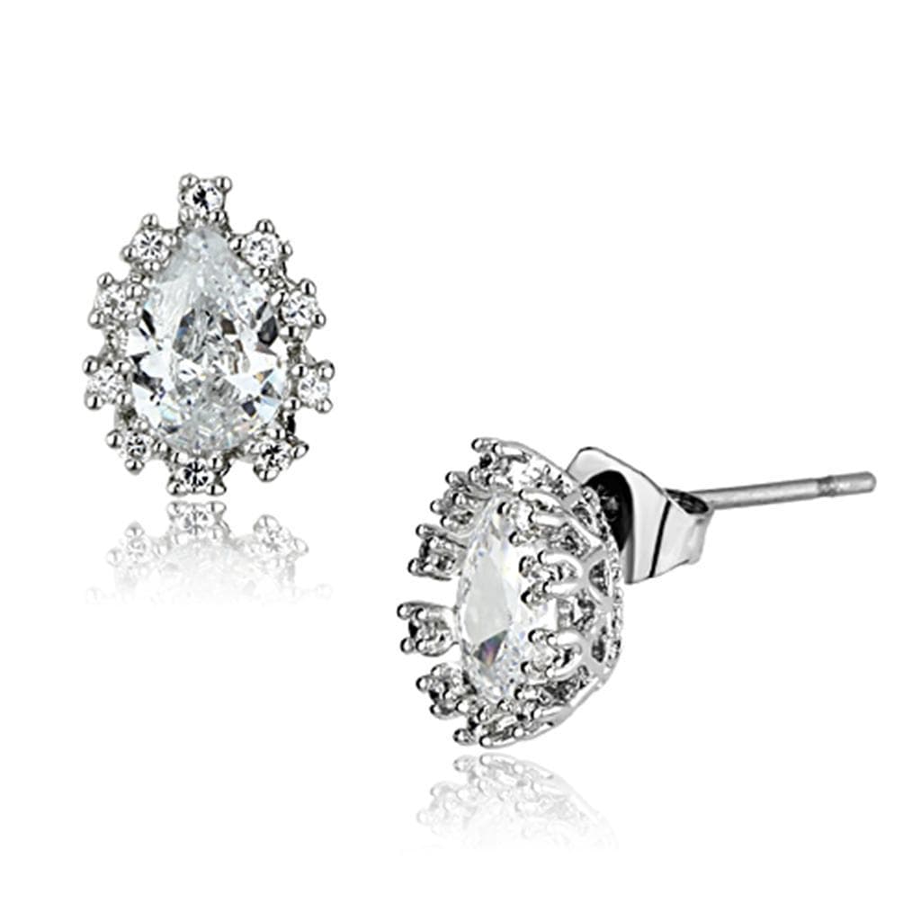 Brass CZ Oval Halo Sunburst Stud Earrings | The Stainless Jewelry