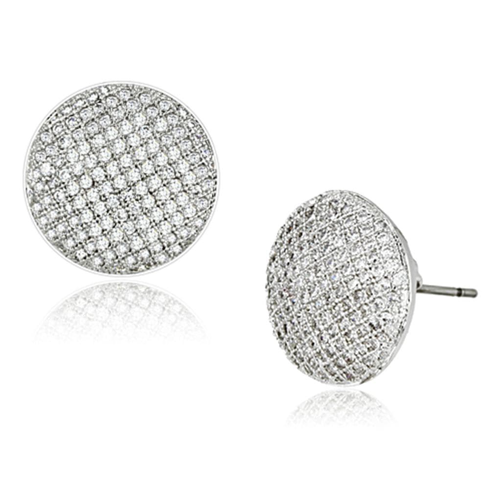 Brass CZ Micro Pave Round Disc Stud Ring | The Stainless Jewelry