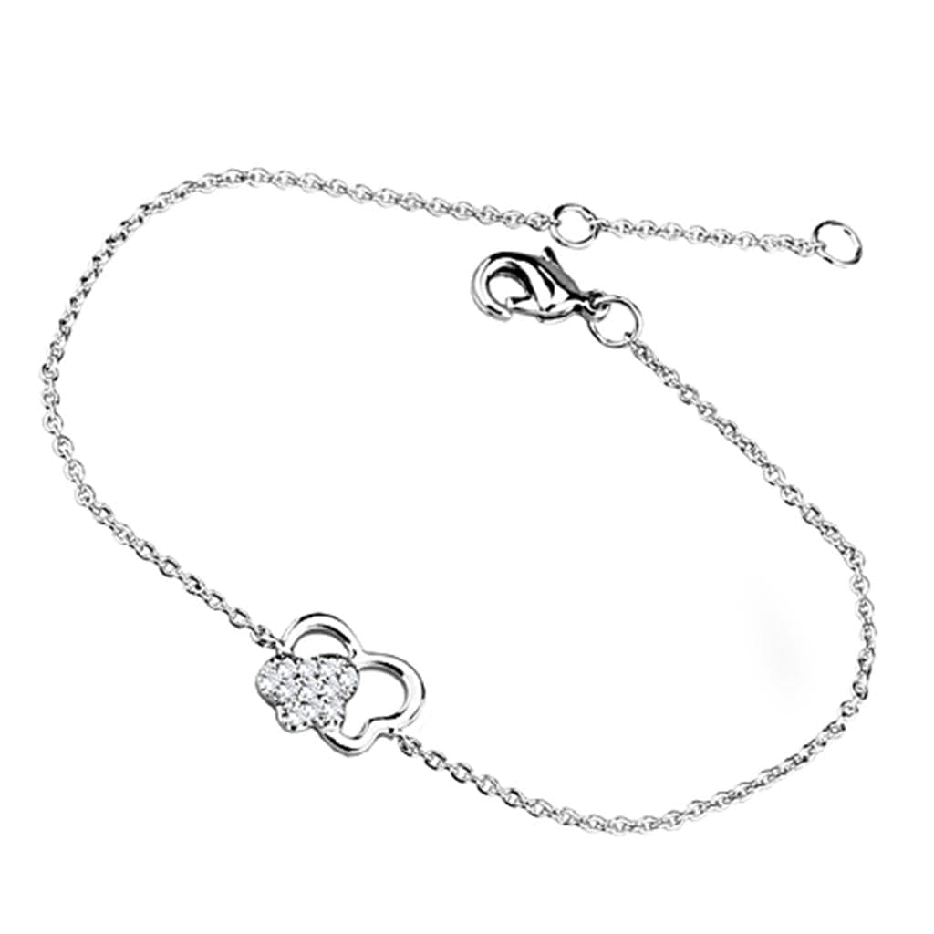Brass CZ Flower Charm Chain Bracelet | The Stainless Jewelry