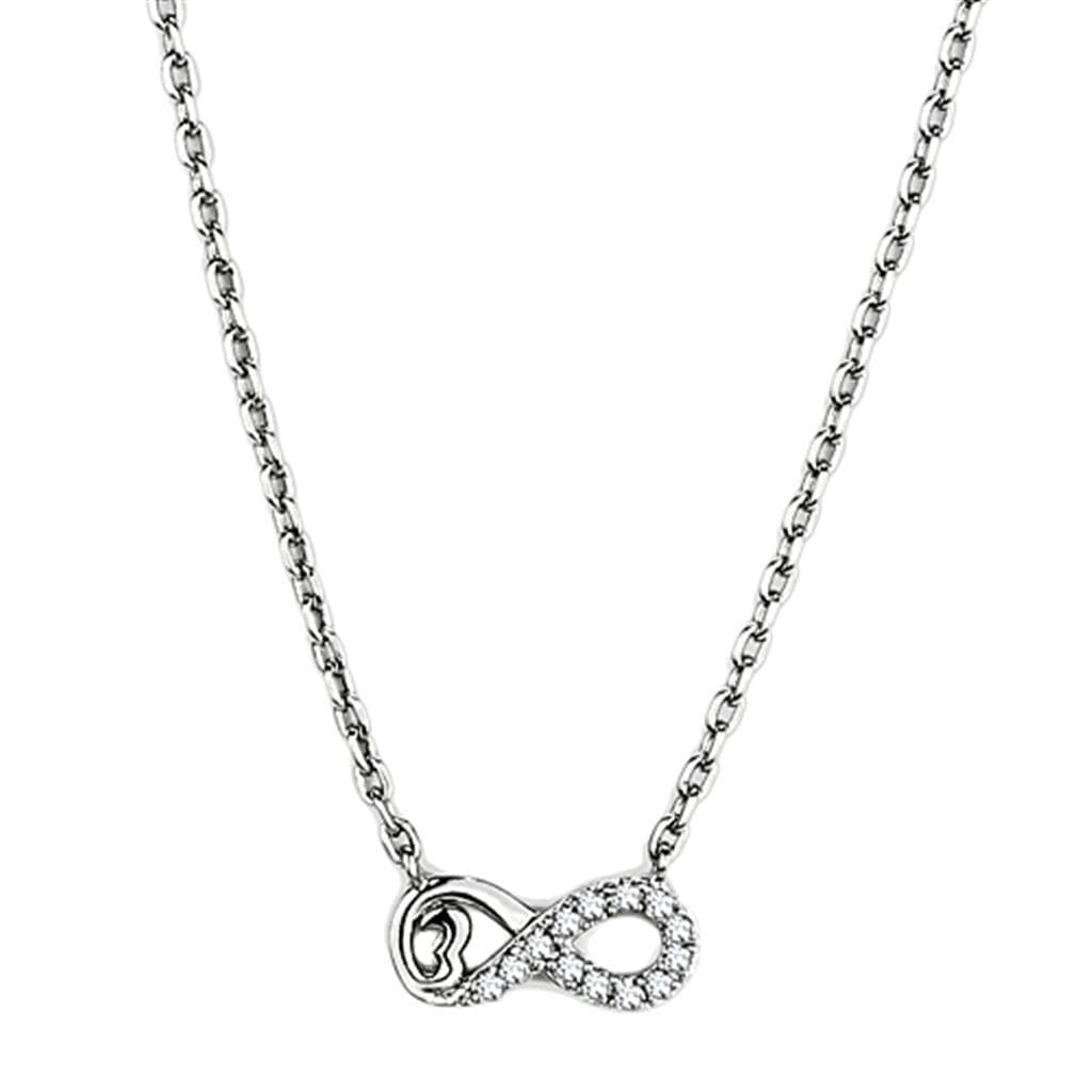 Brass CZ Pave Infinity Heart Pendant Necklace