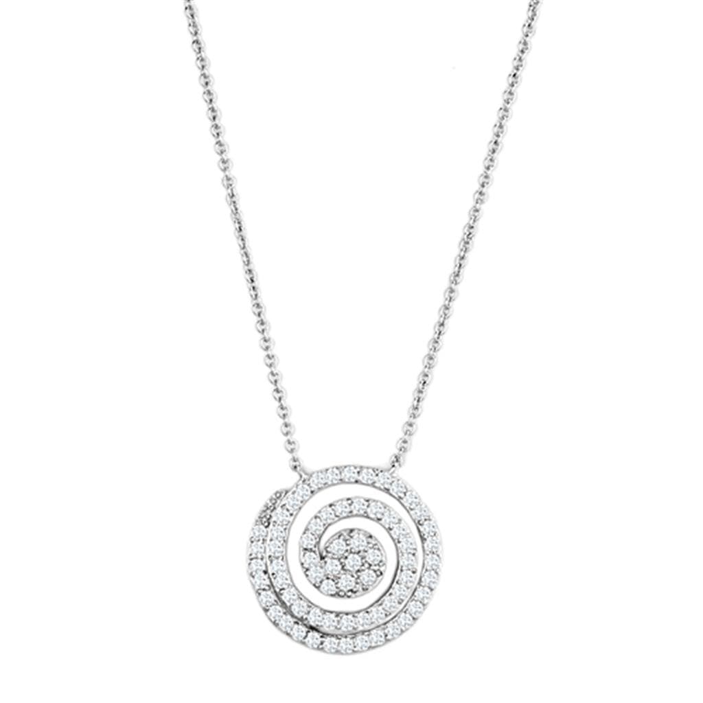 Brass CZ Pave Concentric Circle Spiral Pendant