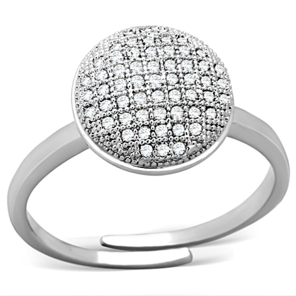 Brass CZ Micro Pave Dome Disc Adjustable Ring