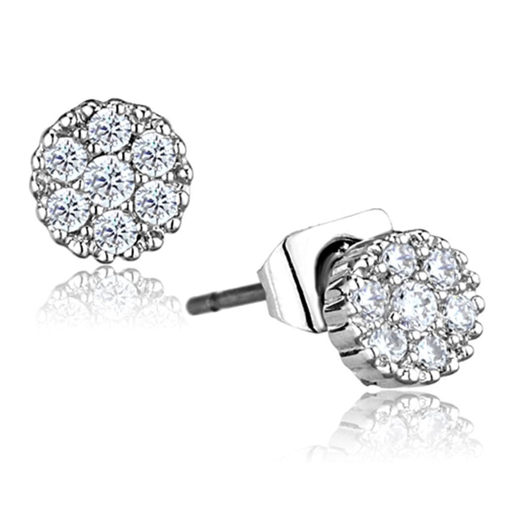 Brass CZ Round Cluster Ball Stud Earrings | The Stainless Jewelry