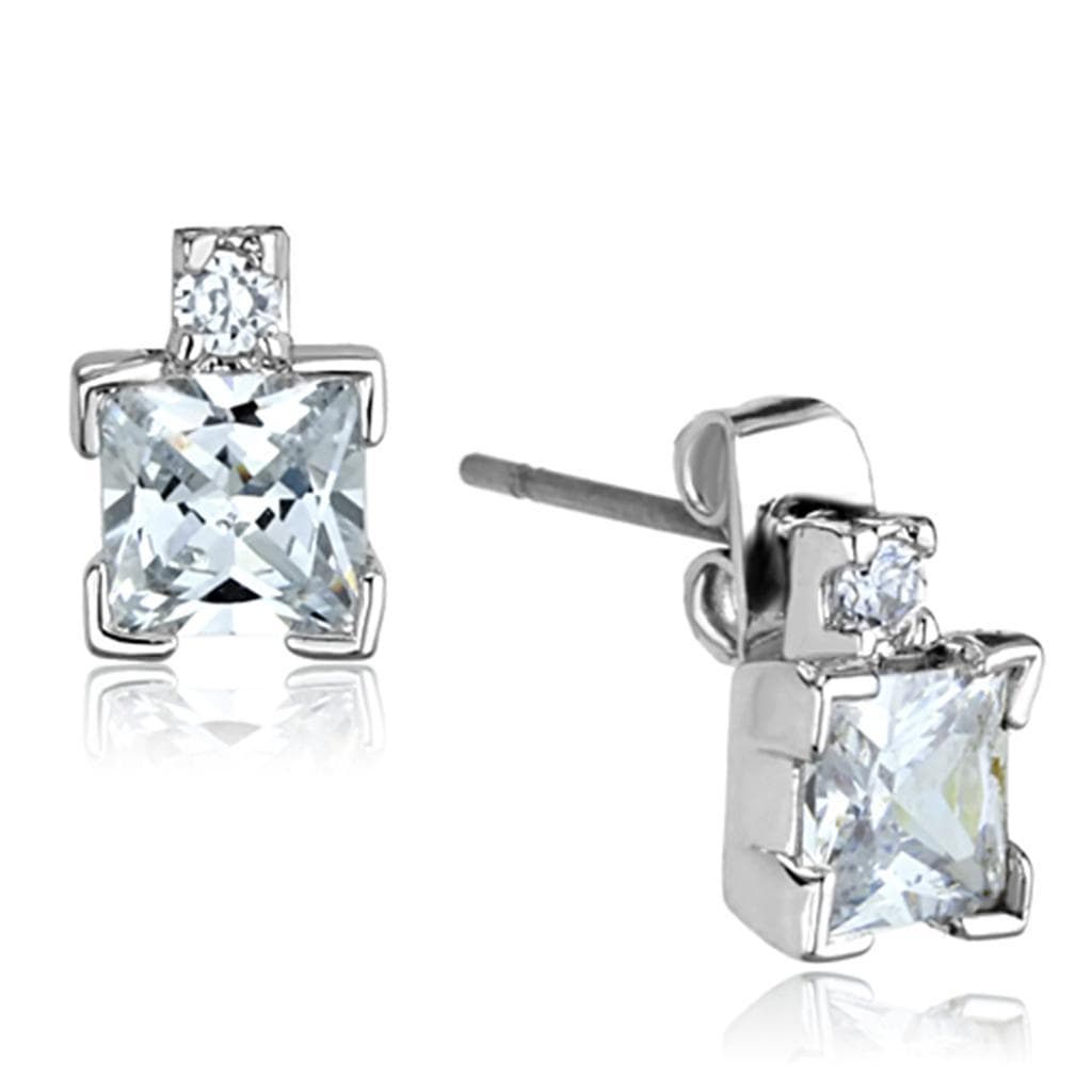 Brass CZ Princess Cross Cluster Stud Earrings