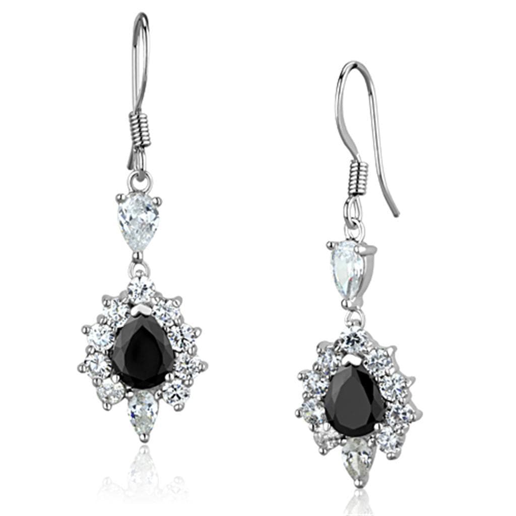 Brass Black CZ Oval Starburst Halo Dangle Ring