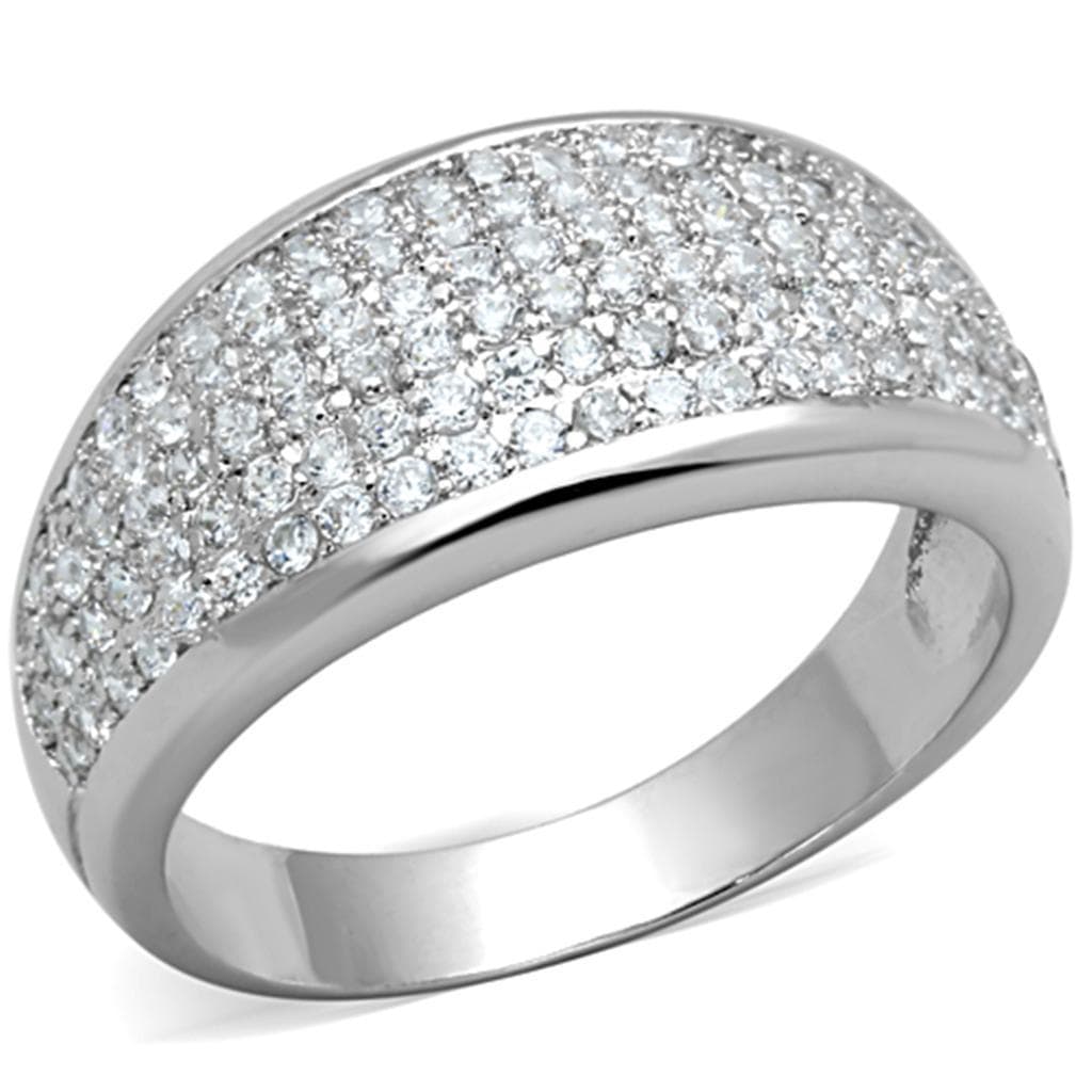 Brass CZ Pave Multi-Row Wide Dome Band Ring