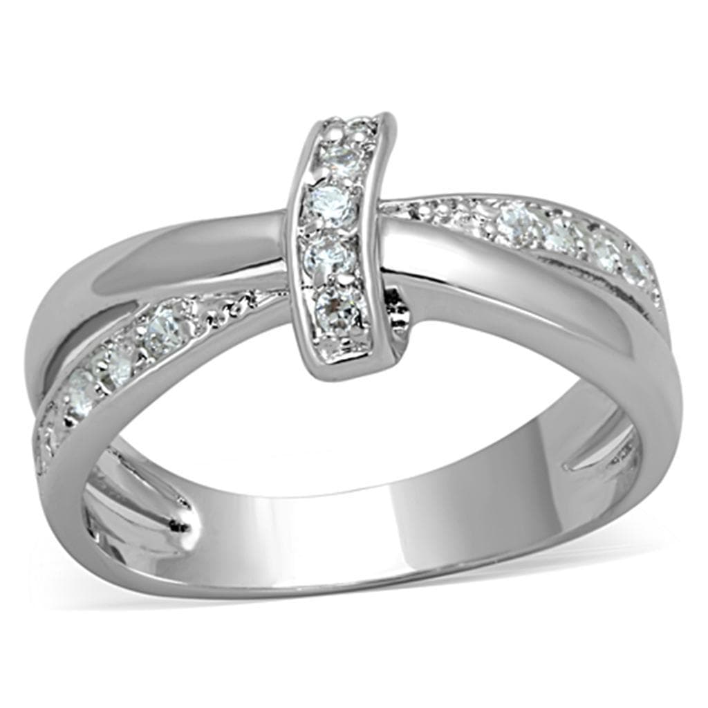 Brass CZ Pave Curved Bar Bypass Ring | The Stainless Jewelry