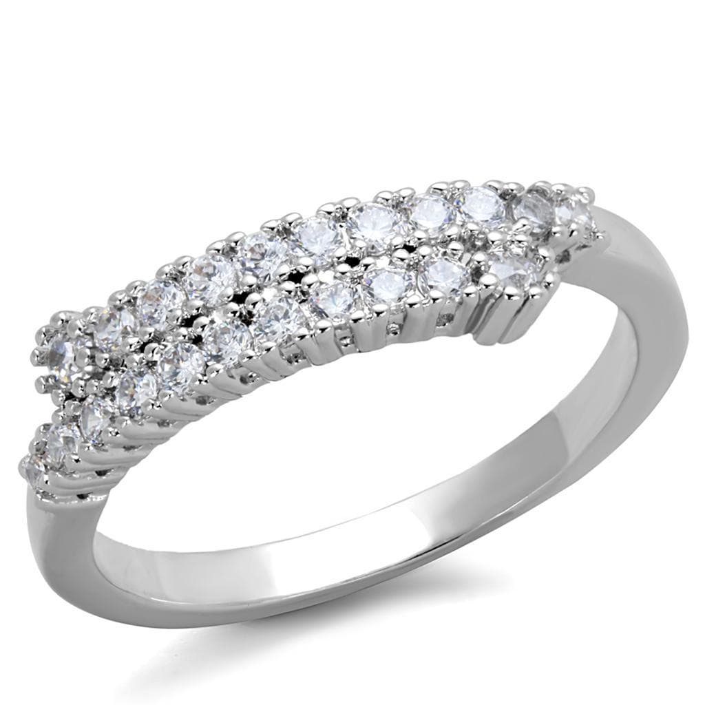 Brass CZ Pave Triple Row Dome Band Ring | The Stainless Jewelry