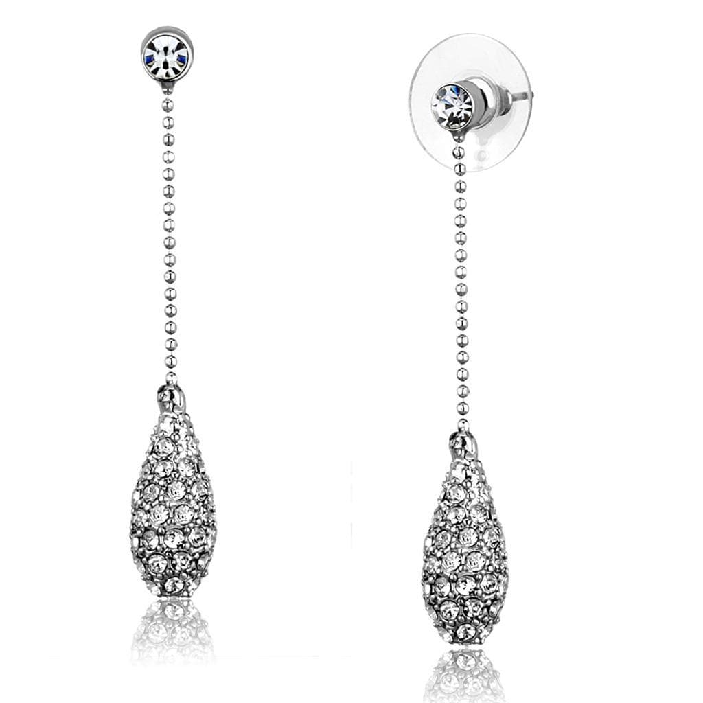 Brass CZ Pave Teardrop Long Dangle Earrings