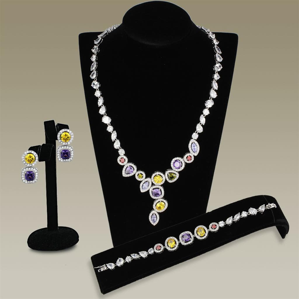 Brass Multicolor CZ Oval Bezel Station Set