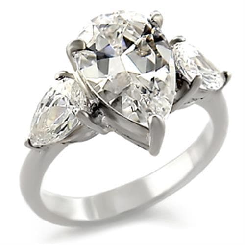Sterling Silver CZ Round Marquise Three Stone Ring