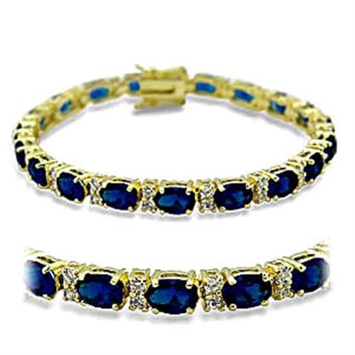 Brass Gold Sapphire CZ Princess Tennis Bracelet