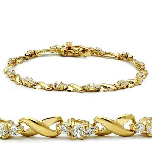 Brass Gold CZ Round Infinity X-Link Bracelet