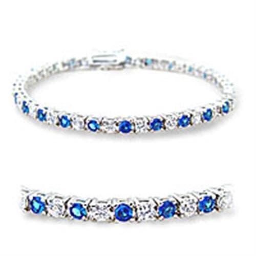 Brass Sapphire CZ Round Alternating Tennis Bracelet