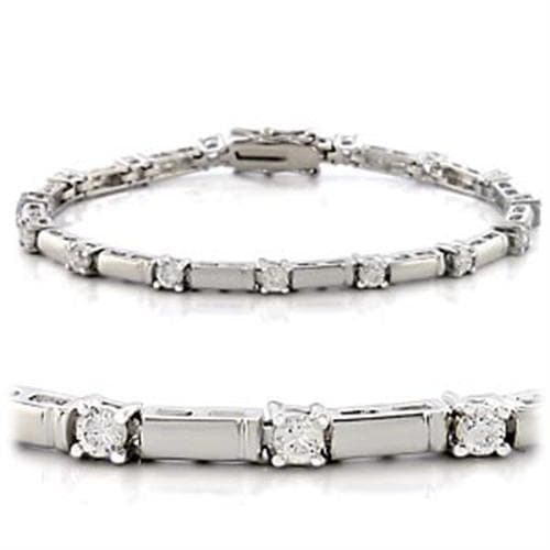 Brass CZ Round Bar Link Station Bracelet | The Stainless Jewelry