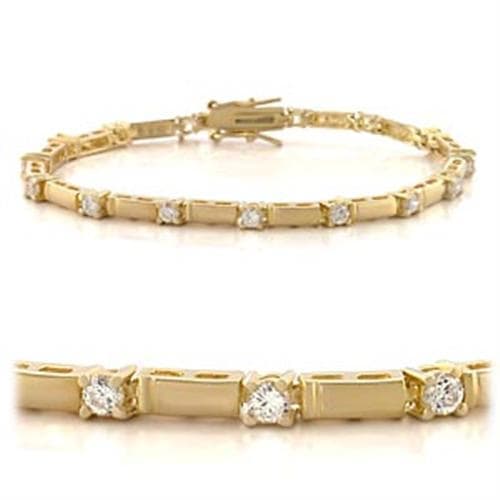 Brass Gold CZ Round Bar Link Station Bracelet