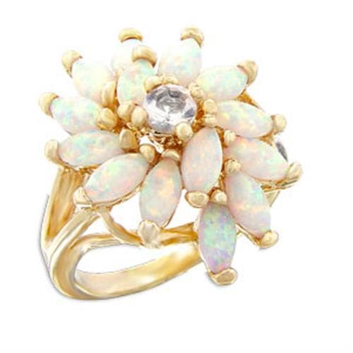 Brass White Opal Marquise Flower Cocktail Ring
