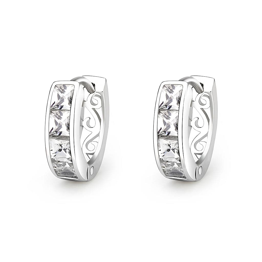 Brass CZ Round Halo Drop Earrings | The Stainless Jewelry