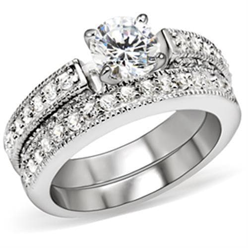 Brass CZ Round Milgrain Pave Bridal Stack Ring