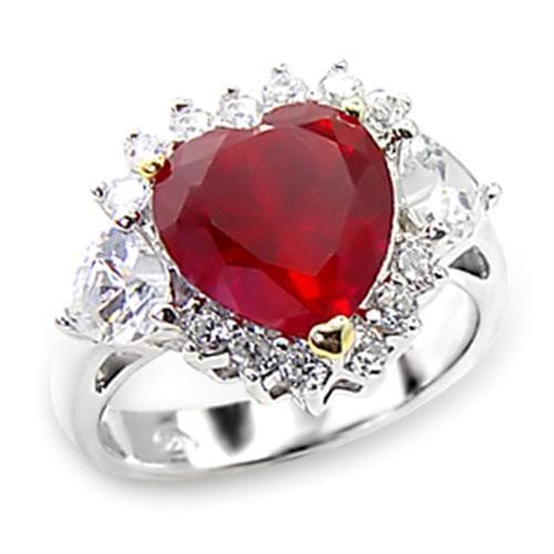Sterling SilverRed CZ Heart Halo Cocktail Ring