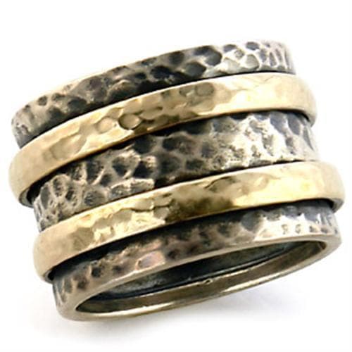Brass Gold Hammered Stacked Triple Wide Band Ring