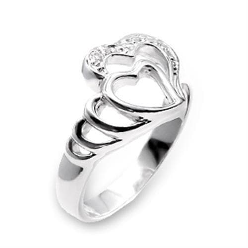Sterling Silver CZ Heart Open Link Band Ring