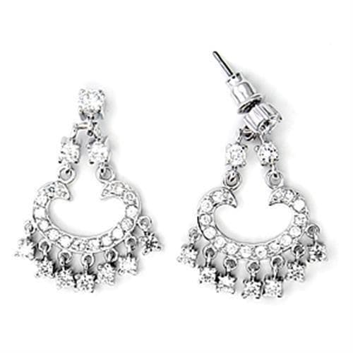 Sterling Silver CZ Crescent Chandelier Dangle Earrings