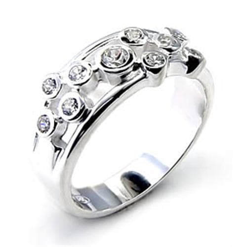 Sterling Silver CZ Round Bezel Scroll Eternity Band Ring