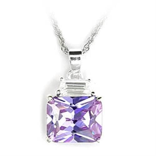 Sterling SilverLavender CZ Princess Cut Baguette Pendant