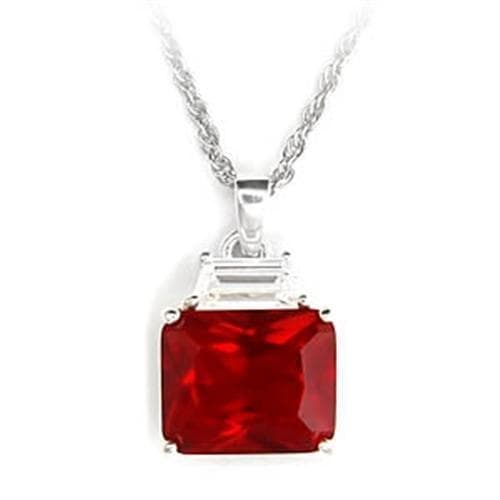 Sterling SilverRed CZ Emerald Cut Pendant | The Stainless Jewelry