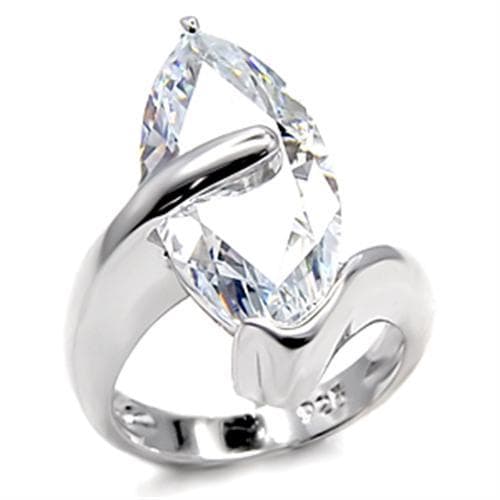 Sterling Silver CZ Marquise Pear Modern Bypass Ring