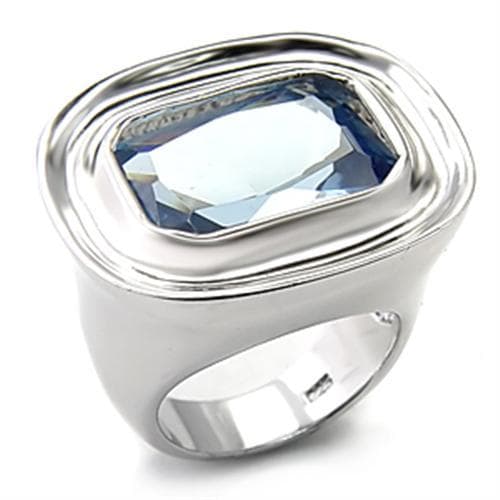 Sterling SilverBlue CZ Cushion Sleek Bezel Solitaire Ring