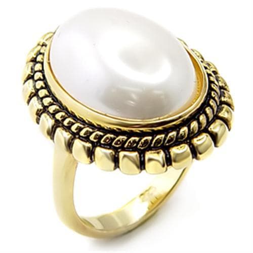 Sterling Silver Gold Pearl Rope Bezel Dome Ring