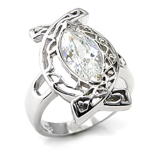 Sterling Silver CZ Marquise Open Filigree Solitaire Ring