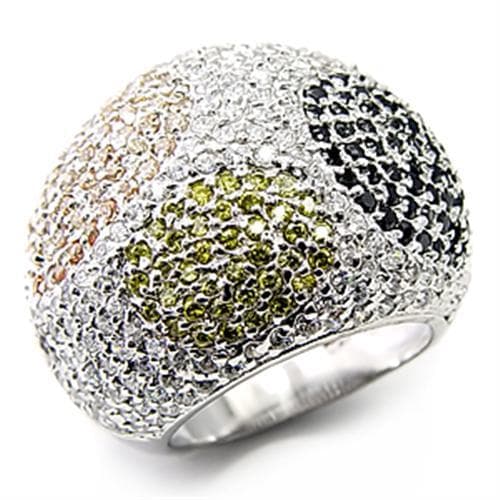 Sterling SilverMulti CZ Pave Dome Cocktail Ring