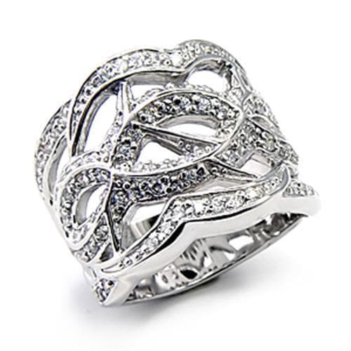 Sterling Silver CZ Pave Woven Knot Dome Ring