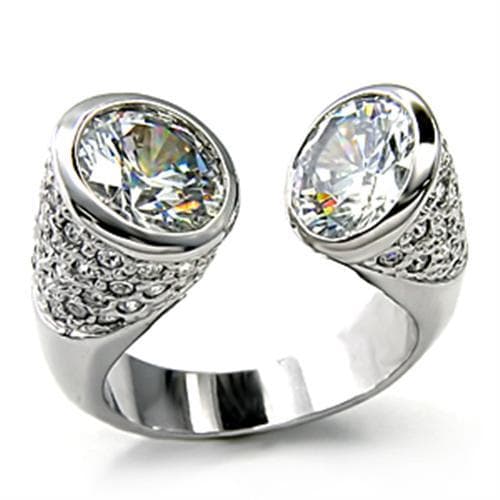 Brass CZ Oval Pave Open Cuff Ring | The Stainless Jewelry