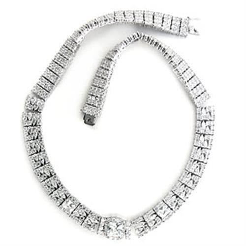 Brass CZ Princess Cut Tennis Choker Necklace