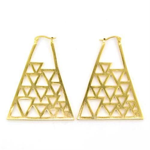Brass Gold Geometric Triangle Cutout Hoop Earrings
