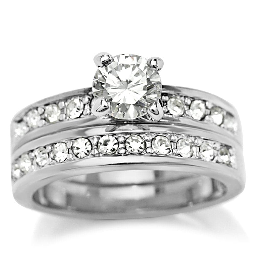 Brass CZ Round Channel Pave Bridal Stack Ring