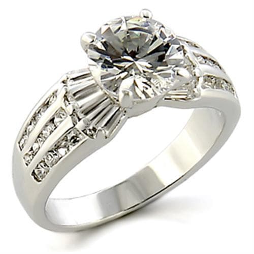 Brass CZ Round Baguette Cluster Cathedral Ring
