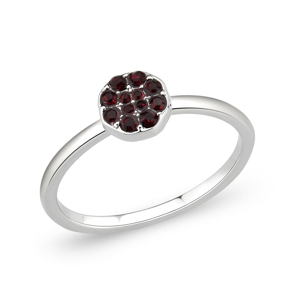 Brass Silver Garnet Crystal Flower Cluster Ring