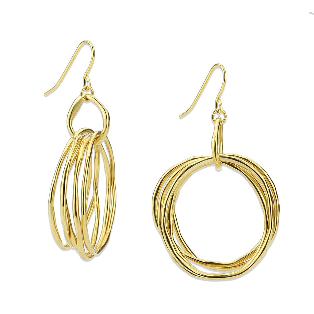 Brass Gold Multi Ring Circle Drop Earrings