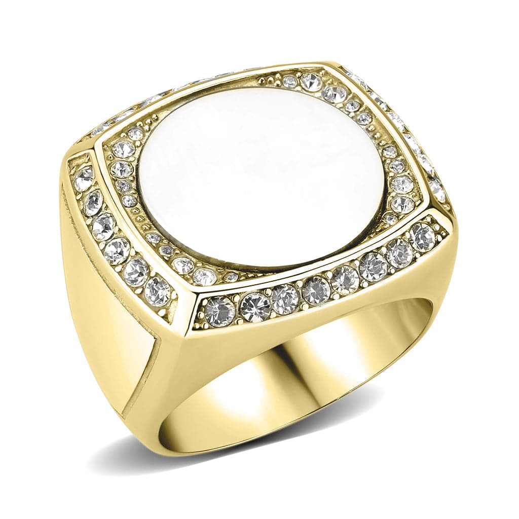 Stainless Steel Oval Onyx Halo Ring | The Stainless Jewelry