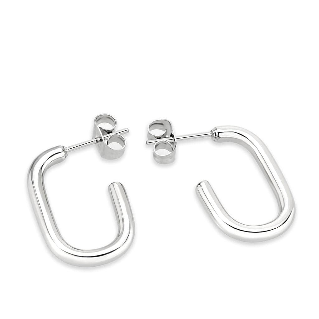 Sterling Silver Polished D Shape Rounded Huggie Hoop Earrings