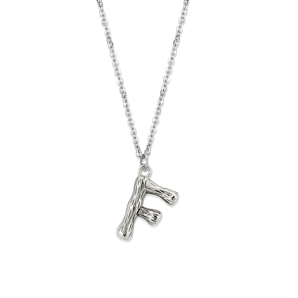 Stainless Steel Silver Bamboo Letter F Pendant Chain Pendant