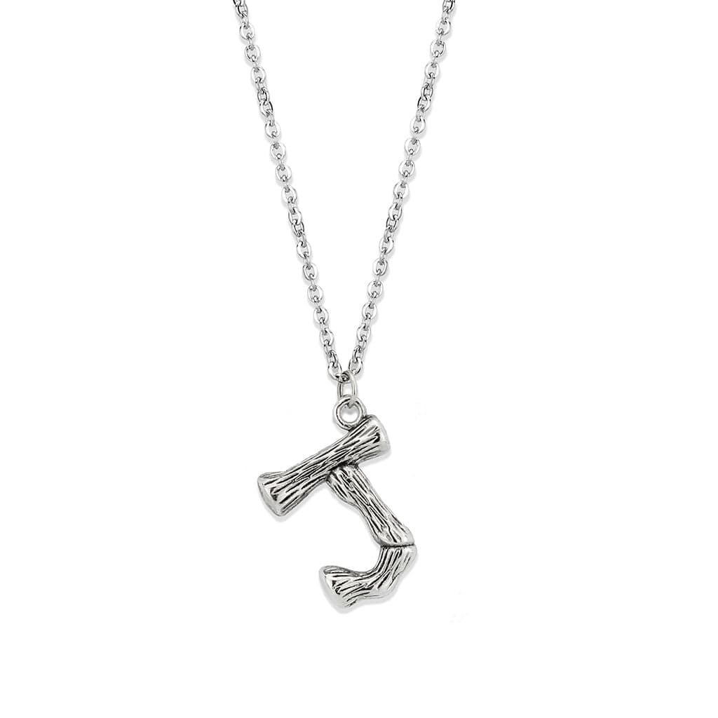 Stainless Steel Silver Bamboo Letter J Pendant Chain Pendant